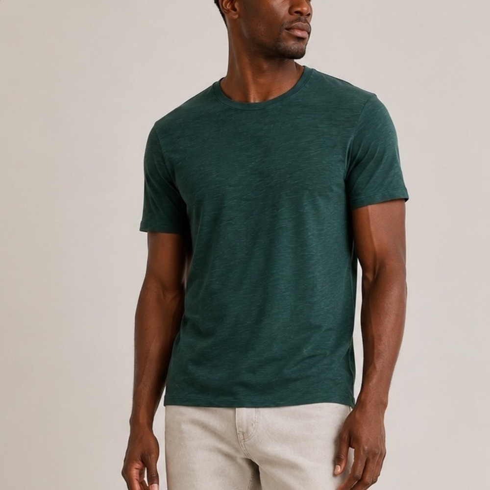 ATM Slub Cotton T Shirt Men's Small Green Crew Neck Casual Travel Luxe Basics